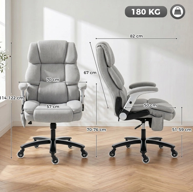 Sedia da ufficio grigio chiaro con supporto lombare ad aria