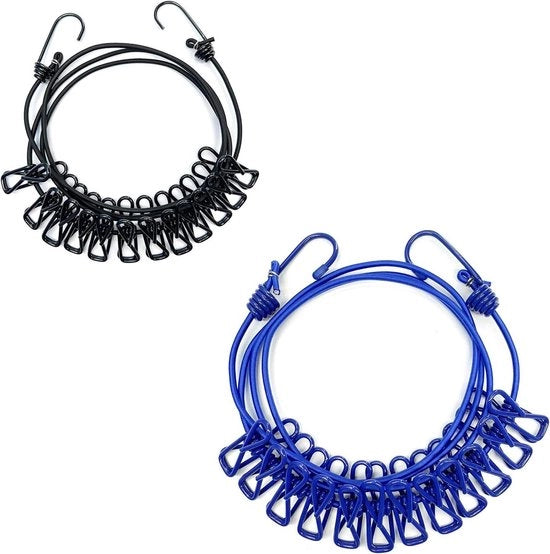Linea da bucato a vento resistente da 1,8 m con 12 clip