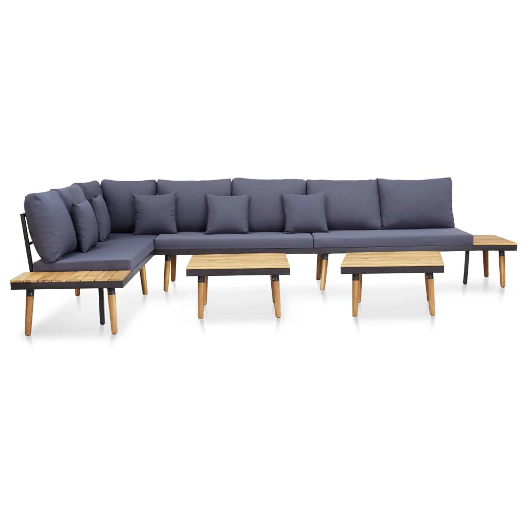 Set di mobili da giardino mobili da esterno set da 7 posti con cuscini legno massello di acacia marrone 02_0017455