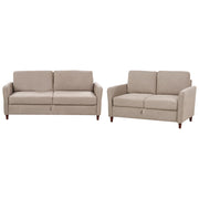 Set da salotto costituito da divani da 2 e 3 posti rivestito in tessuto con braccioli tortora soggiorno stile moderno