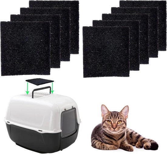 Filtro a carbone attivo per gabinetti per gatti - Neutralizza gli odori - Adatto a diversi gabinetti per gatti - Nero - Pacchetto da 9 pezzi