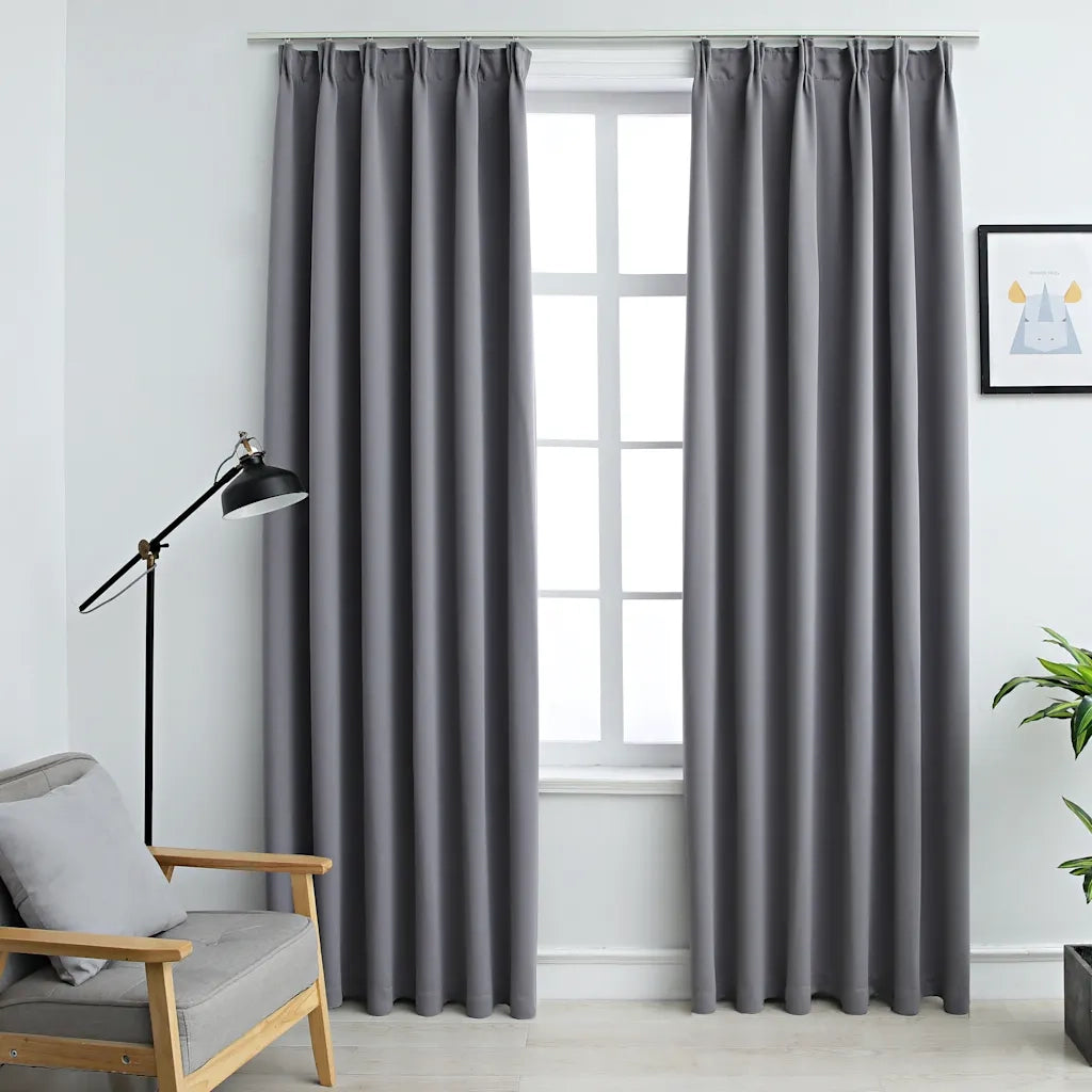 Tende Oscuranti con Ganci 2 pz Grigie 140x225 cm 134431