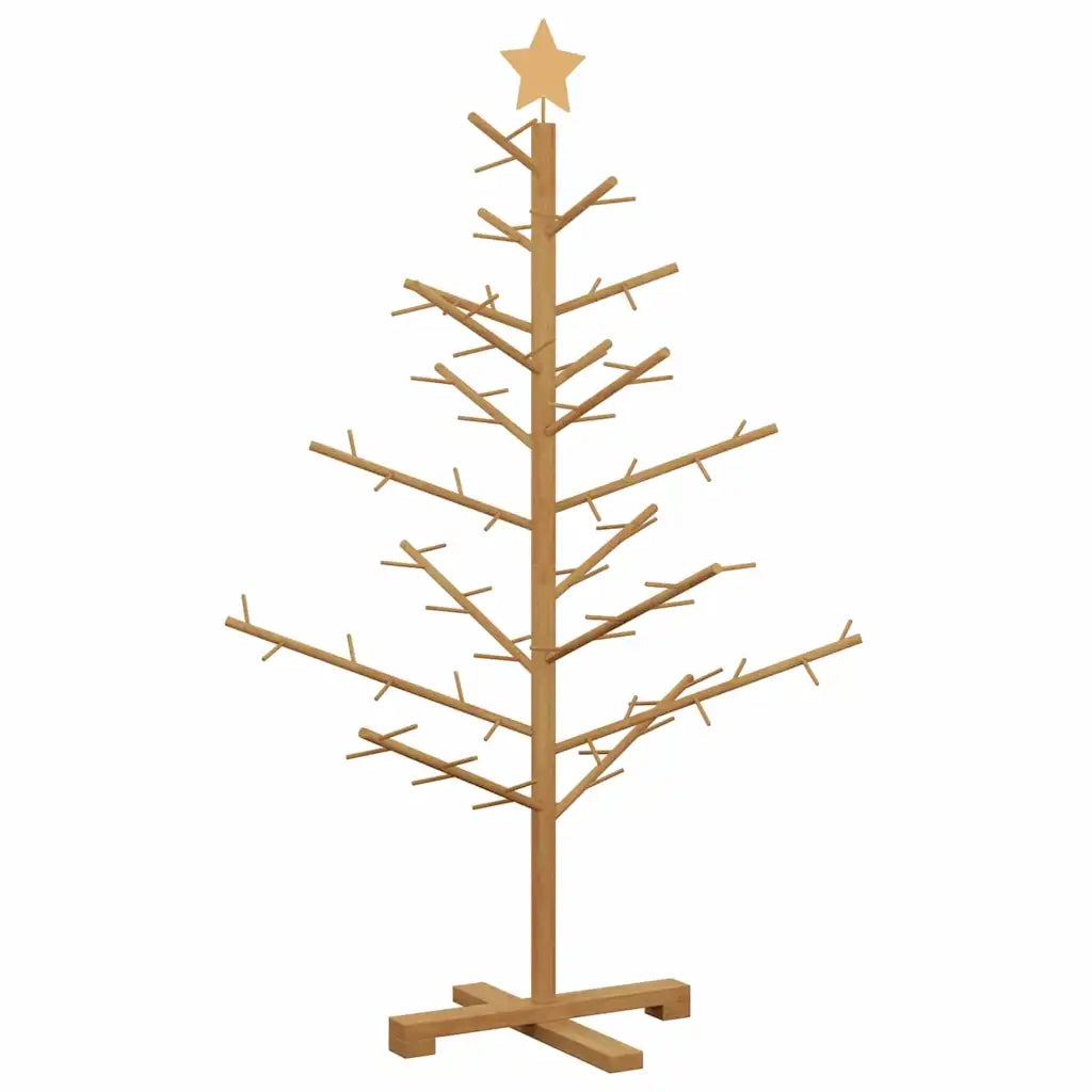 Albero di Natale in legno con supporto Marrone 125 cm 42018060