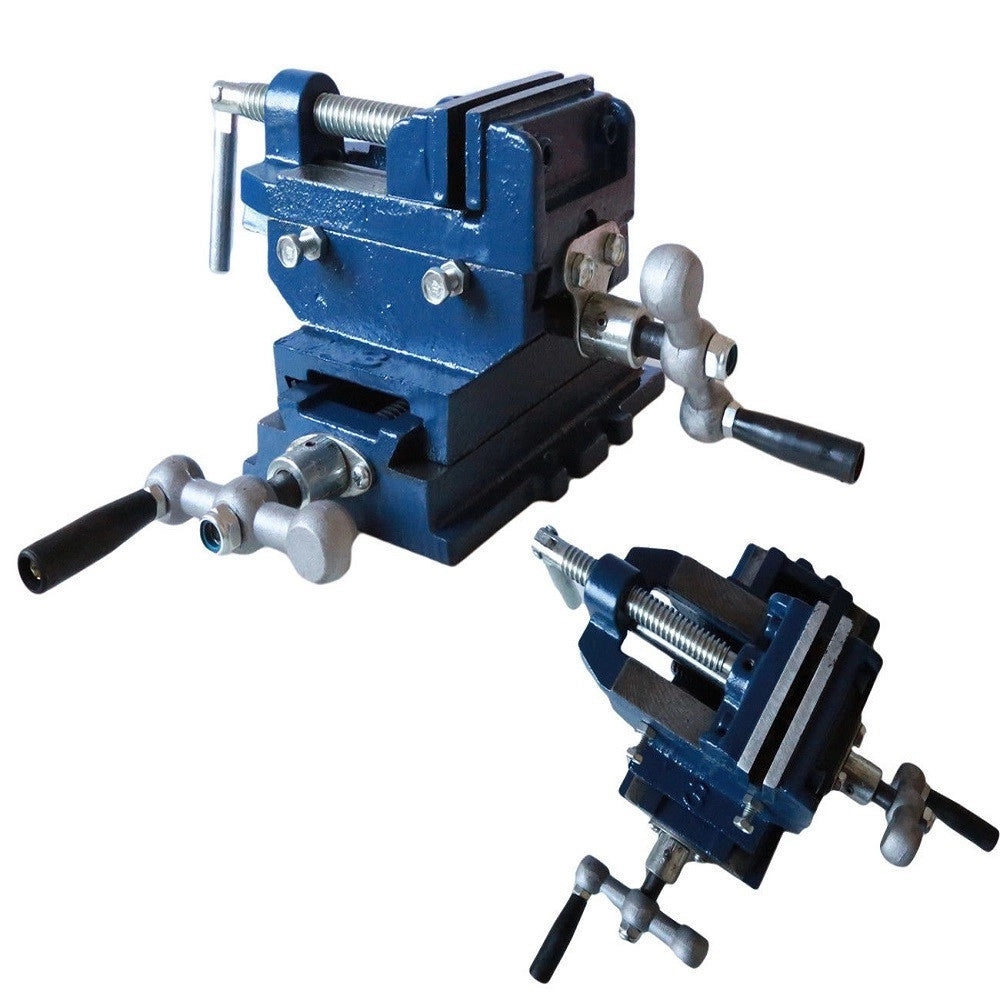 Trade Shop - Morsa A Croce Da 75mm 3" Doppie Ganasce Per Trapano A Colonna Da Banco Bancone -