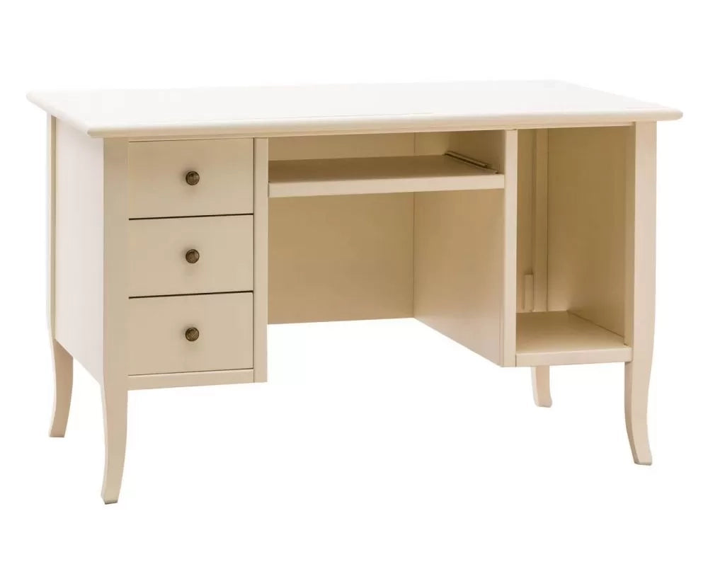 Scrivania porta computer arte povera legno avorio opaco 130x75x81 - Mobili 2G