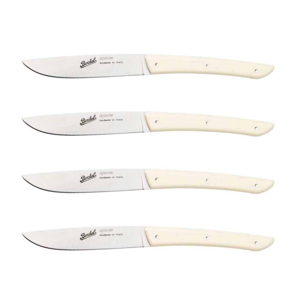 Berkel KCO4SW11SRCBL Coltello da Bistecca 4 Pezzi Lama 11 cm Acciaio Inox Manico Crema colore Crema