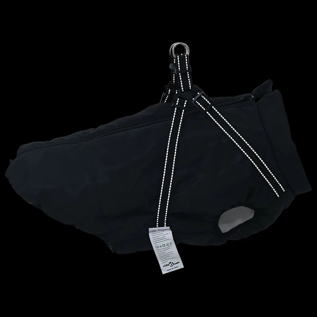 Cappotto Cani con Imbracatura Impermeabile Riflettente Nero L48 4019646