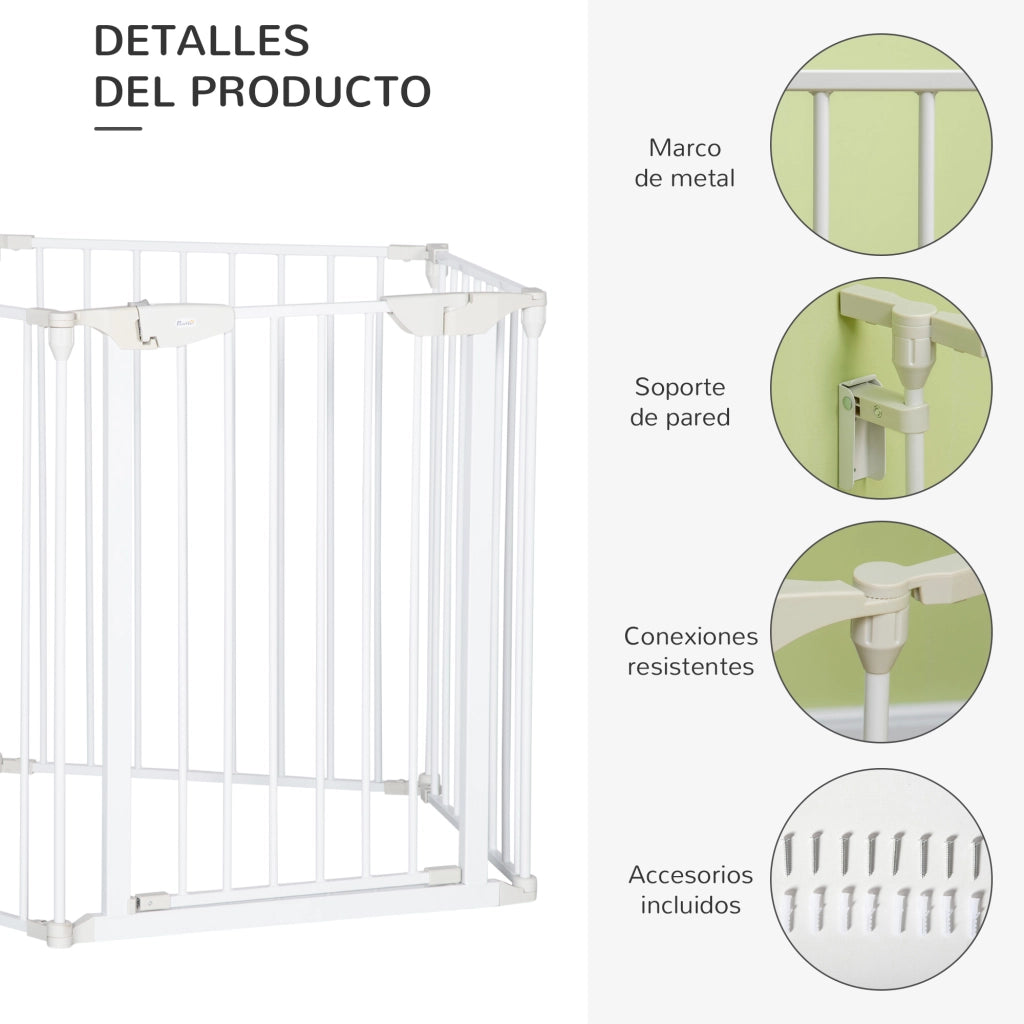 Cancello per Animali 5 Pannelli Pieghevole ¨C zephmum ¨C Bianco 300 cm