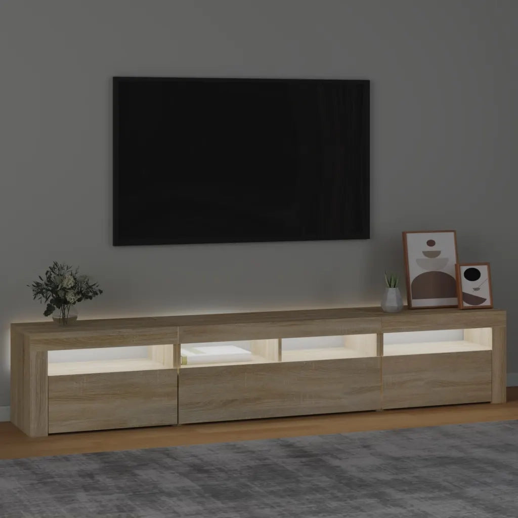 Mobile Porta TV con Luci LED Rovere Sonoma 210x35x40 cm 3152732