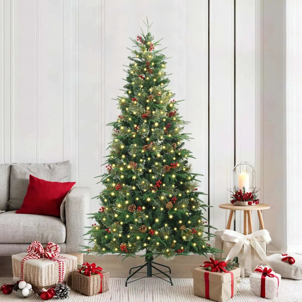 Albero di Natale | Decorazioni natalizie Artificiale con Rami Pieghevoli Verde 210 cm