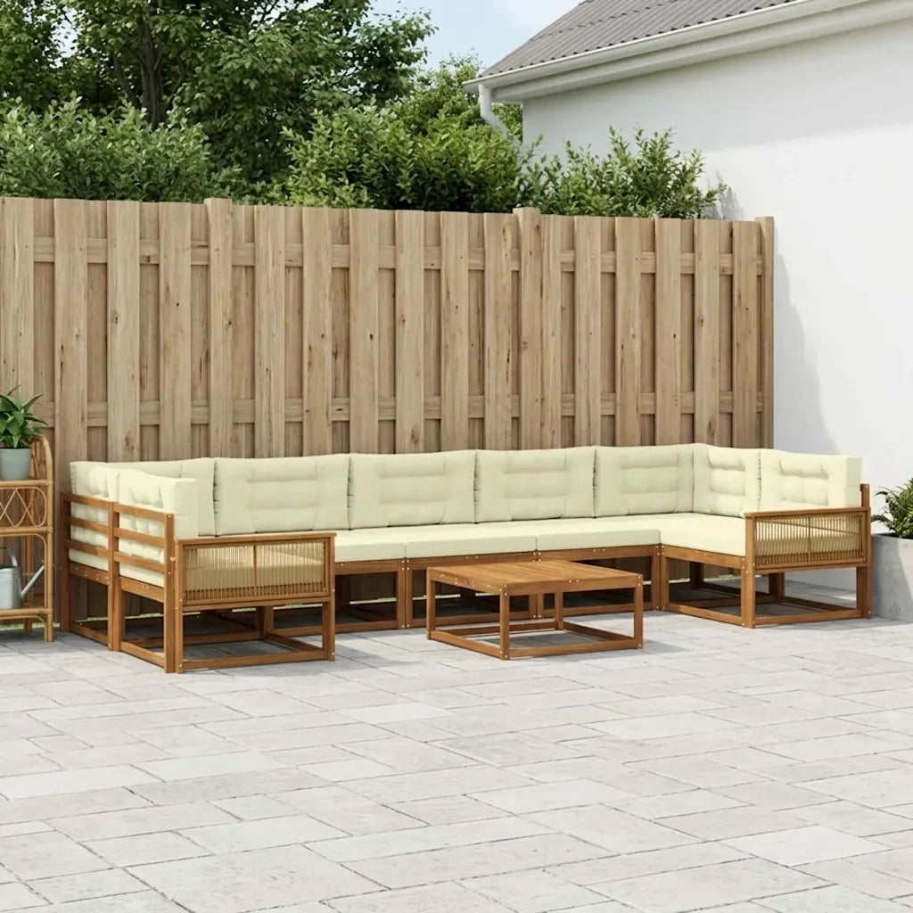 Set di divani da esterno con cuscino 8 pcs Naturale e Crema