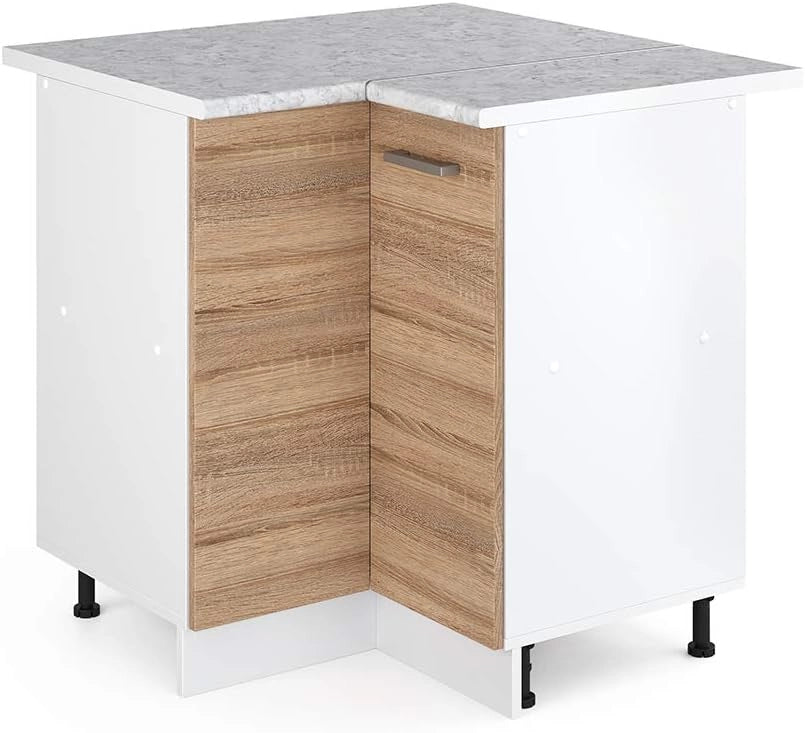 Mobile ad angolo cucina R-Line, Sonoma, 75.6 cm, PL Marmo, per la libera combinazione all'interno di sistemi cucina modulari