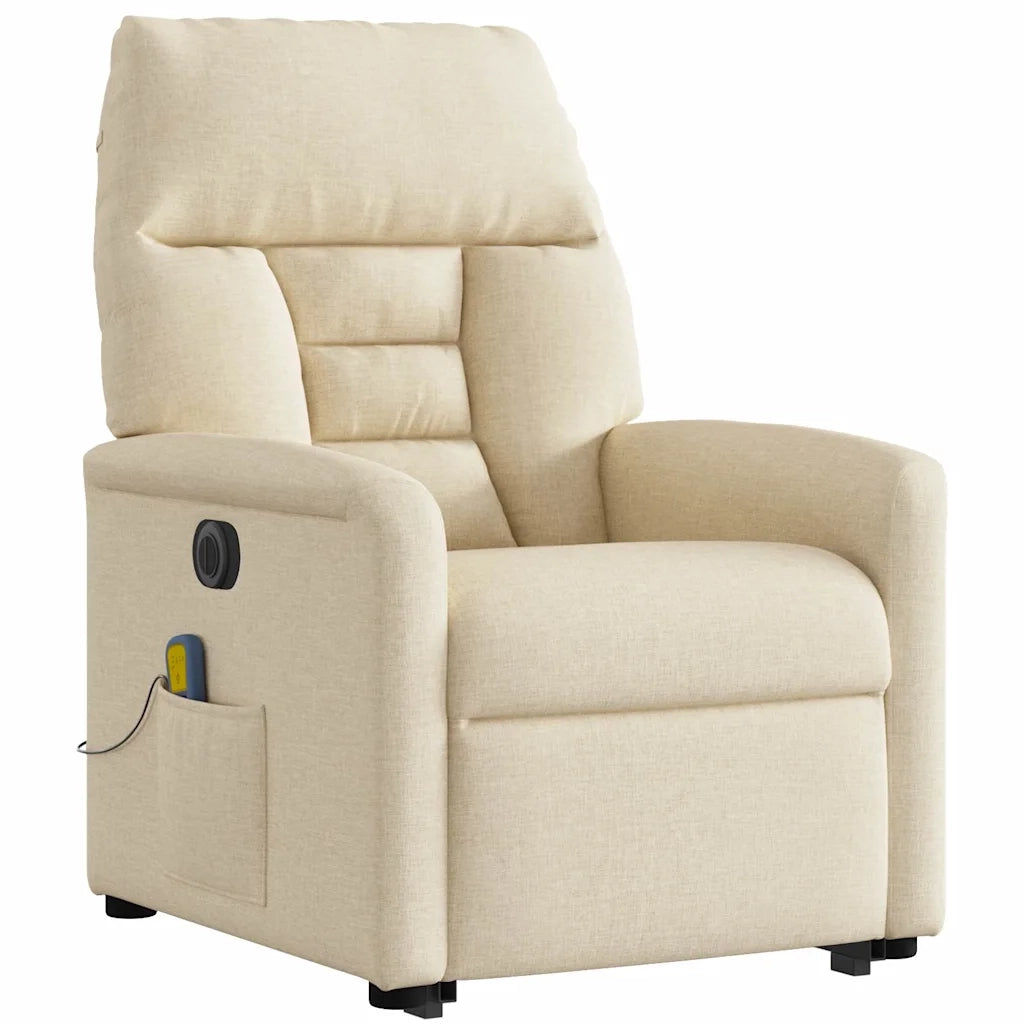 Poltrona Alzapersona Massaggiante Elettrica Crema in Tessuto 3303070