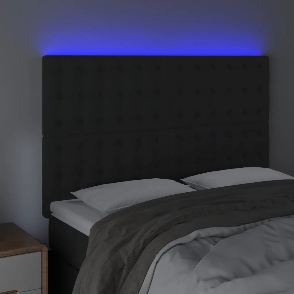Testiera | Testata a LED Nera 144x5x118/128 cm in Velluto
