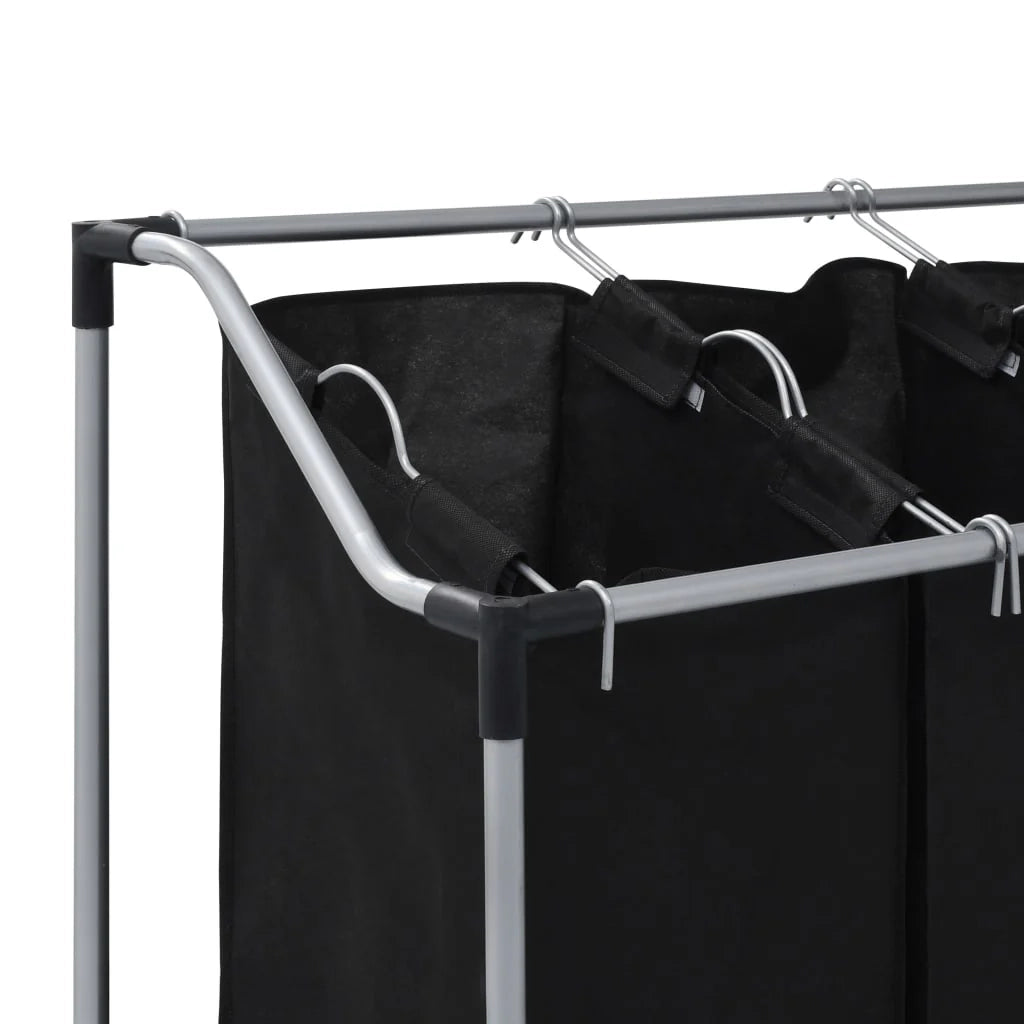 Cesto portabiancheria 96 x 40 cm con 3 sacchi acciaio nero 02_0006120
