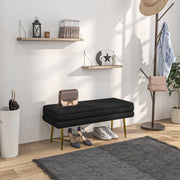 Panca imbottita con vano contenitore, effetto velluto, struttura in acciaio, 100 x 37,5 x 42 cm, nero