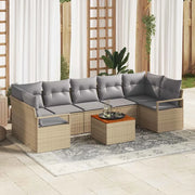 Set Divano da Giardino con cuscino 8 pcs Beige polyrattan