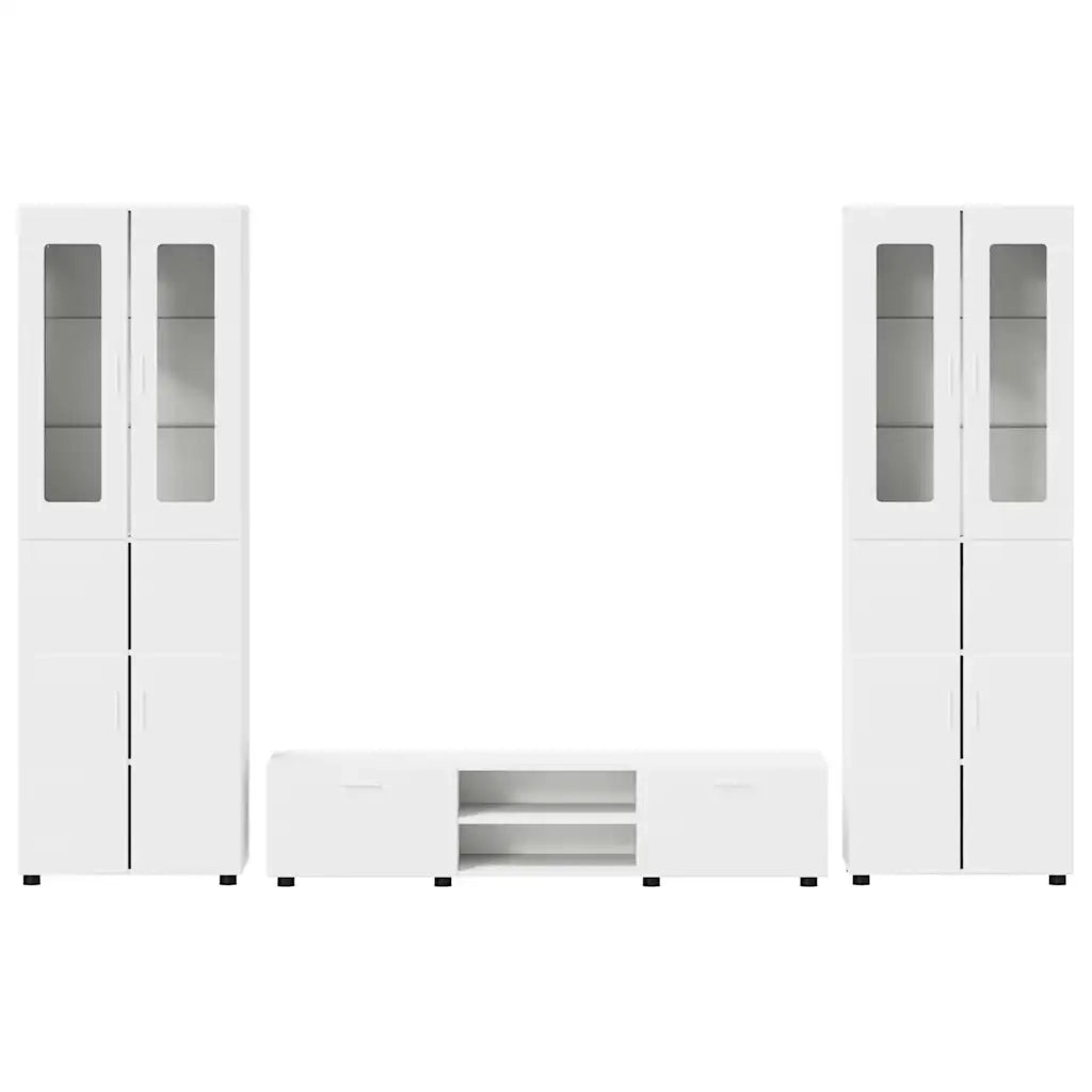 Set mobile TV con porta FLORIN 3 pcs Bianco Legno multistrato
