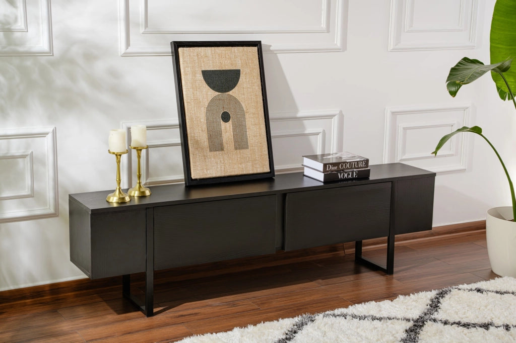 Porta TV in legno "Serenity" - 180 x 29 x 50 cm - Nero