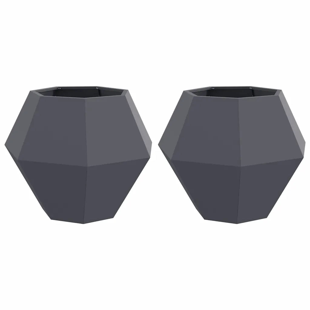 2 pz Fioriera | Cassetta per fiori | Vaso Antracite 75 x 75 x 60 cm Acciaio