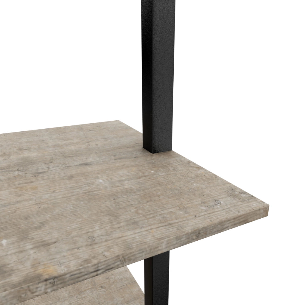 Komo - Scaffale Libreria a Muro 60x185x30 cm 5 Ripiani in Legno Bleach Struttura in Metallo Nero