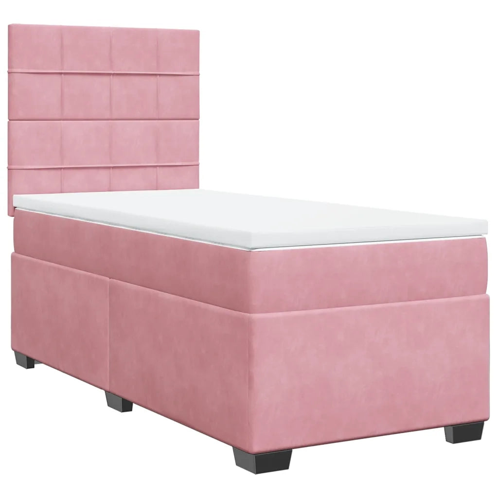 Giroletto a Molle con Materasso Rosa 80x200 cm in Velluto 3293067