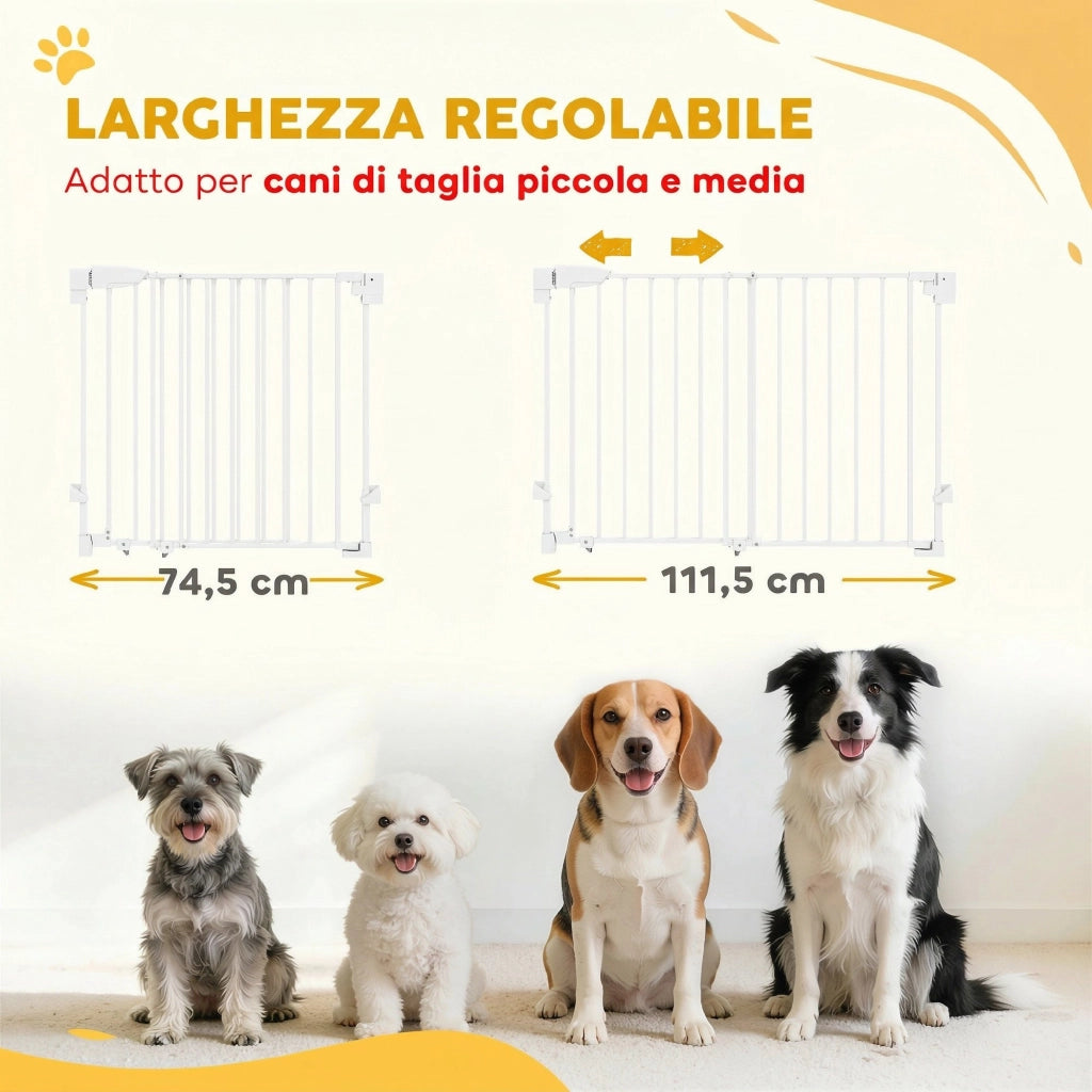 Cancelletto di Sicurezza per Cani ¨C zephmum ¨C Bianco 74.5-111.5x74.5 cm