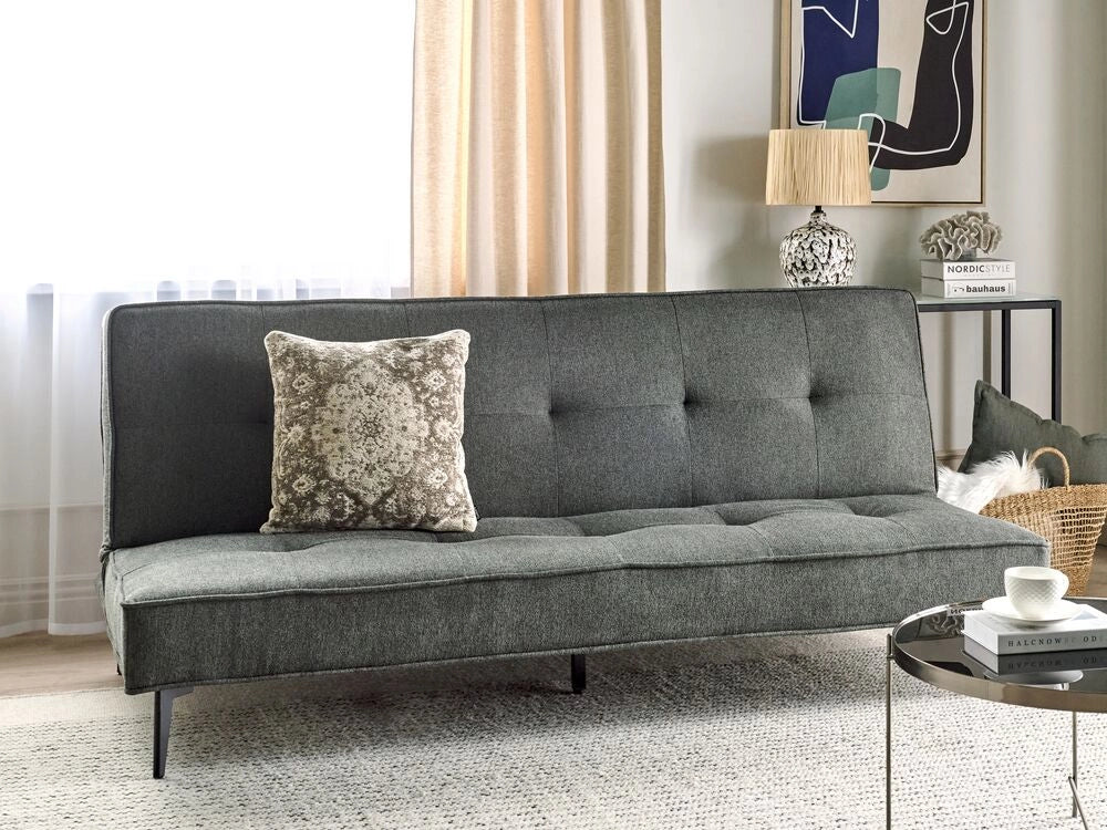 Divano letto in tessuto grigio scuro Soggiorno moderno trasformabile a 3 posti senza braccioli Design minimalista