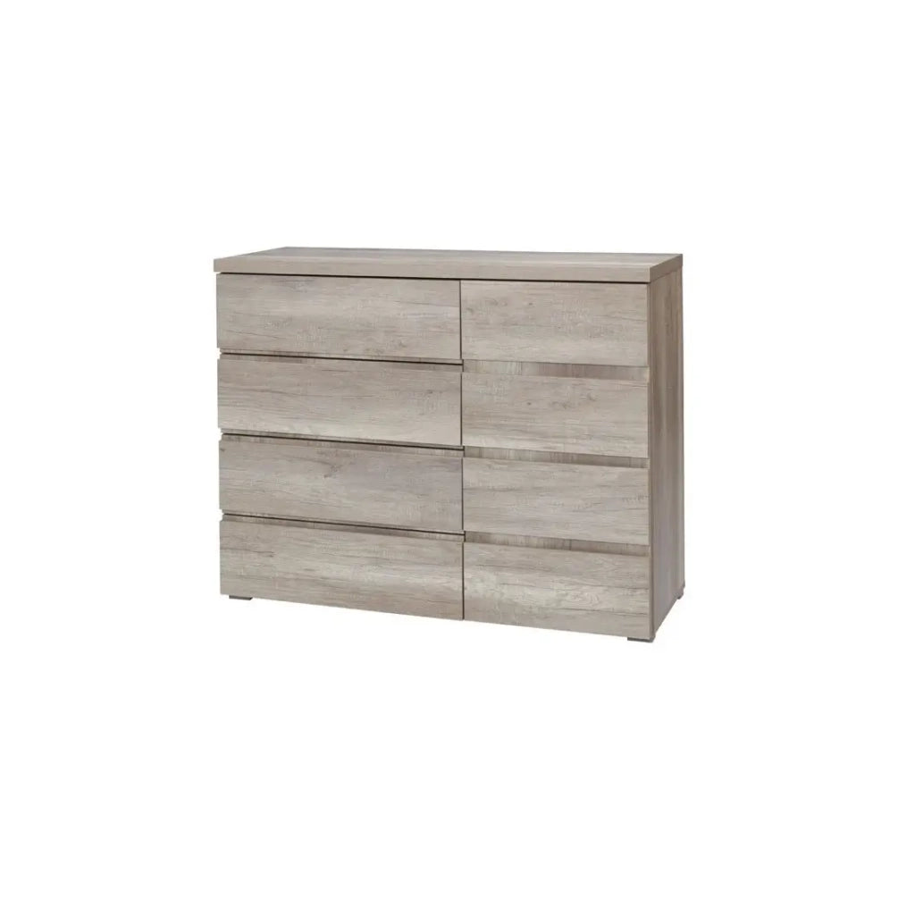 Cassettiera ROMI – 4 cassetti e 1 porta – Colore quercia dab canyon – L110 × P43,5 × H87,5 cm – Camera da letto per adulti
