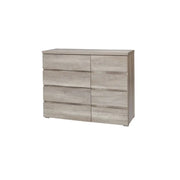 Cassettiera ROMI – 4 cassetti e 1 porta – Colore quercia dab canyon – L110 × P43,5 × H87,5 cm – Camera da letto per adulti