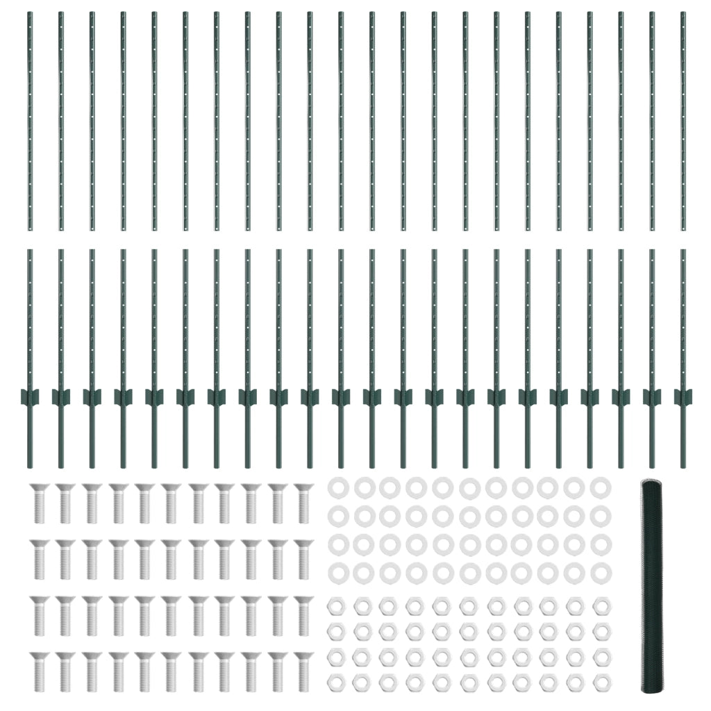 Pali per Recinzione  11 pz U-Channel Verde 140 cm Acciaio