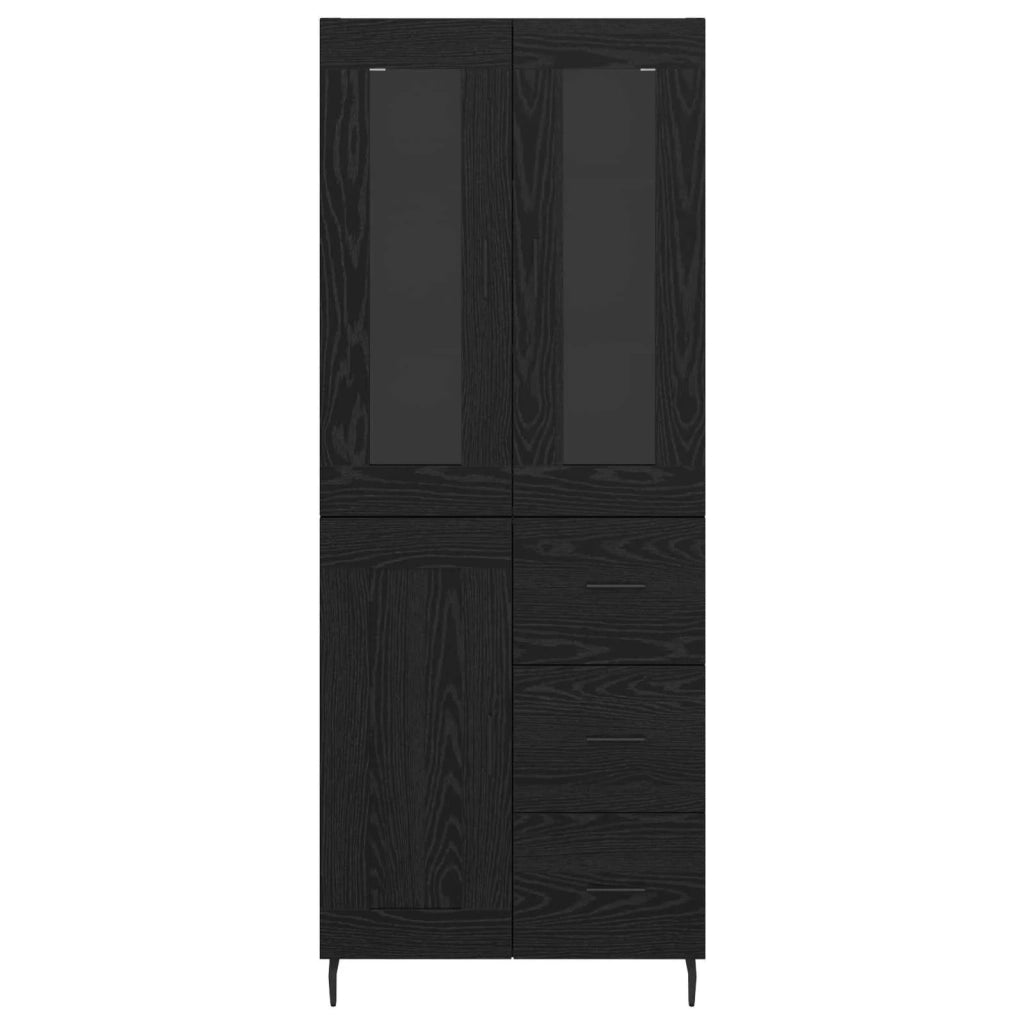 Credenza 2 pz-Set di 2 Buffet-Armadio da cucina Rovere Nero Legno Stratificato e Vetro 897630