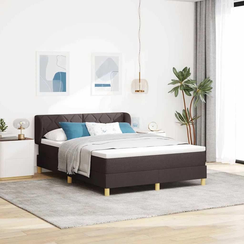Letto a molle con materasso Marrone Scuro 140 x 190 cm Tessuto 3340272