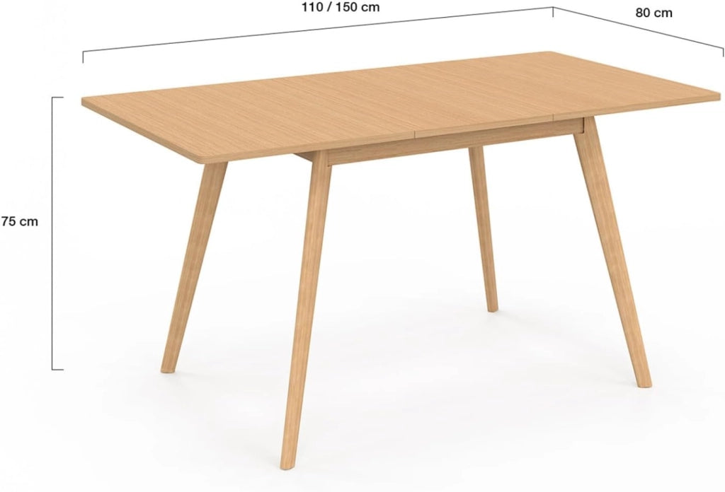 Tavolo da pranzo rettangolare allungabile NOOR 4-8 persone effetto legno 110-150 cm
