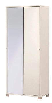KIT ARMADIO 2 ANTE SCORREVOLI CON 1 SPECCHIO H190 L82 P41 Cm FINITURA BIANCO FIAMMATO SARMOG798spk