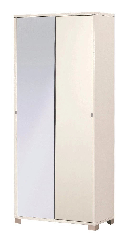 KIT ARMADIO 2 ANTE SCORREVOLI CON 1 SPECCHIO H190 L82 P41 Cm FINITURA BIANCO FIAMMATO SARMOG798spk