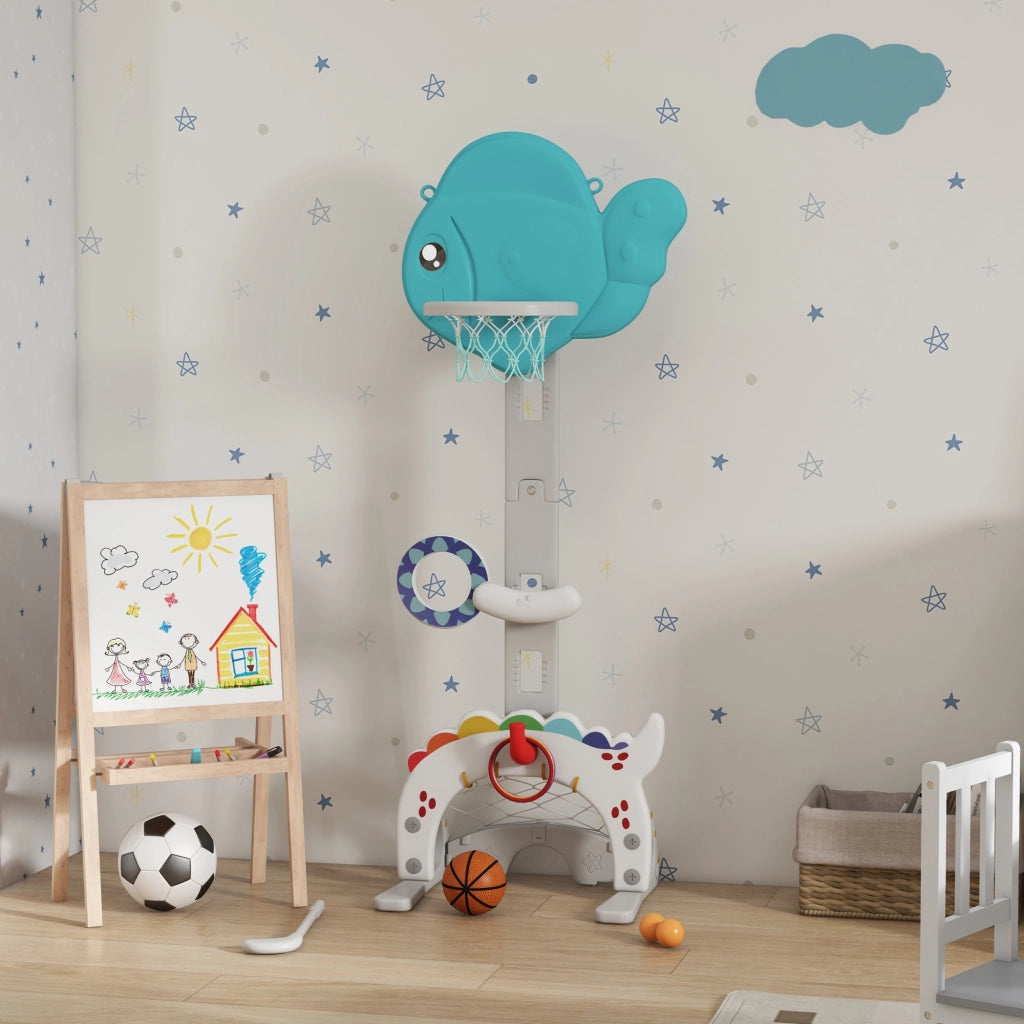 Cestino da basket per bambini 5 in 1 ¨C zephmum ¨C blu e grigio