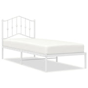 Letto singolo | Letto per adulti | Giroletto senza Materaso con Testiera Metallo Bianco 75x190 cm