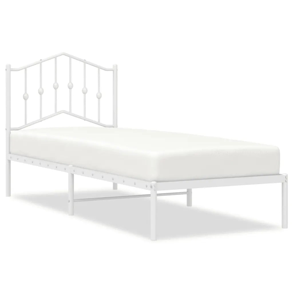 Letto singolo | Letto per adulti | Giroletto senza Materaso con Testiera Metallo Bianco 75x190 cm
