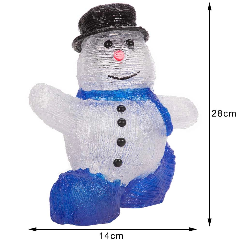 Pupazzo di Neve Natalizio Acrilico 24 Led Bianco Decorazione Luminosa Interno Esterno