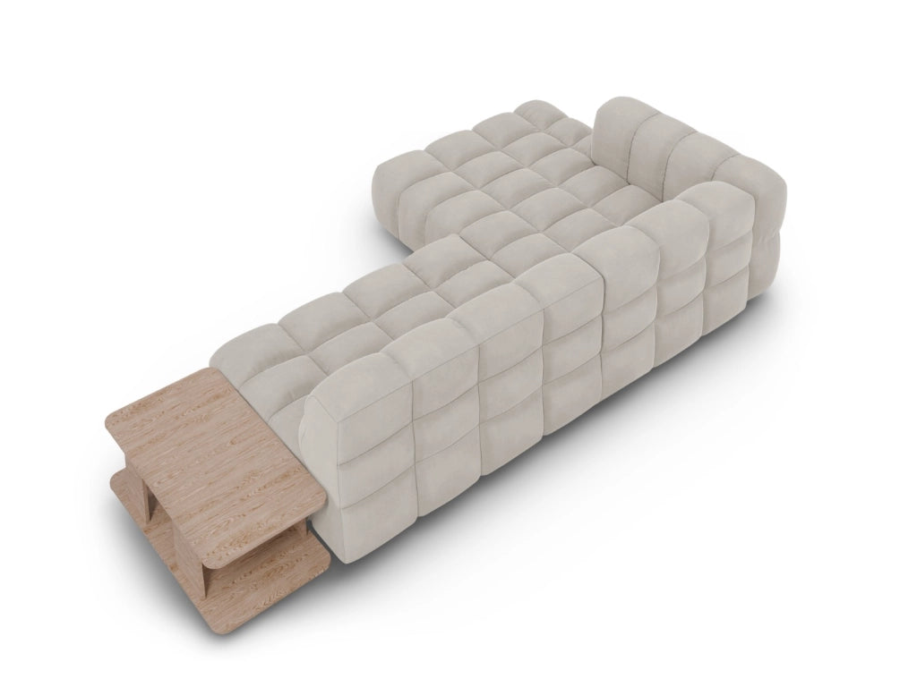 Cosmopolitan Design - Divano angolare modulare sinistro "Sky" 4 posti in velluto beige chiaro 