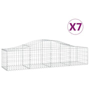 Cestini gabbioni recinzione a gabbia muro di contenimento ad arco 7 pezzi 200 x 50 x 40/60 cm ferro zincato argento 02_0041096