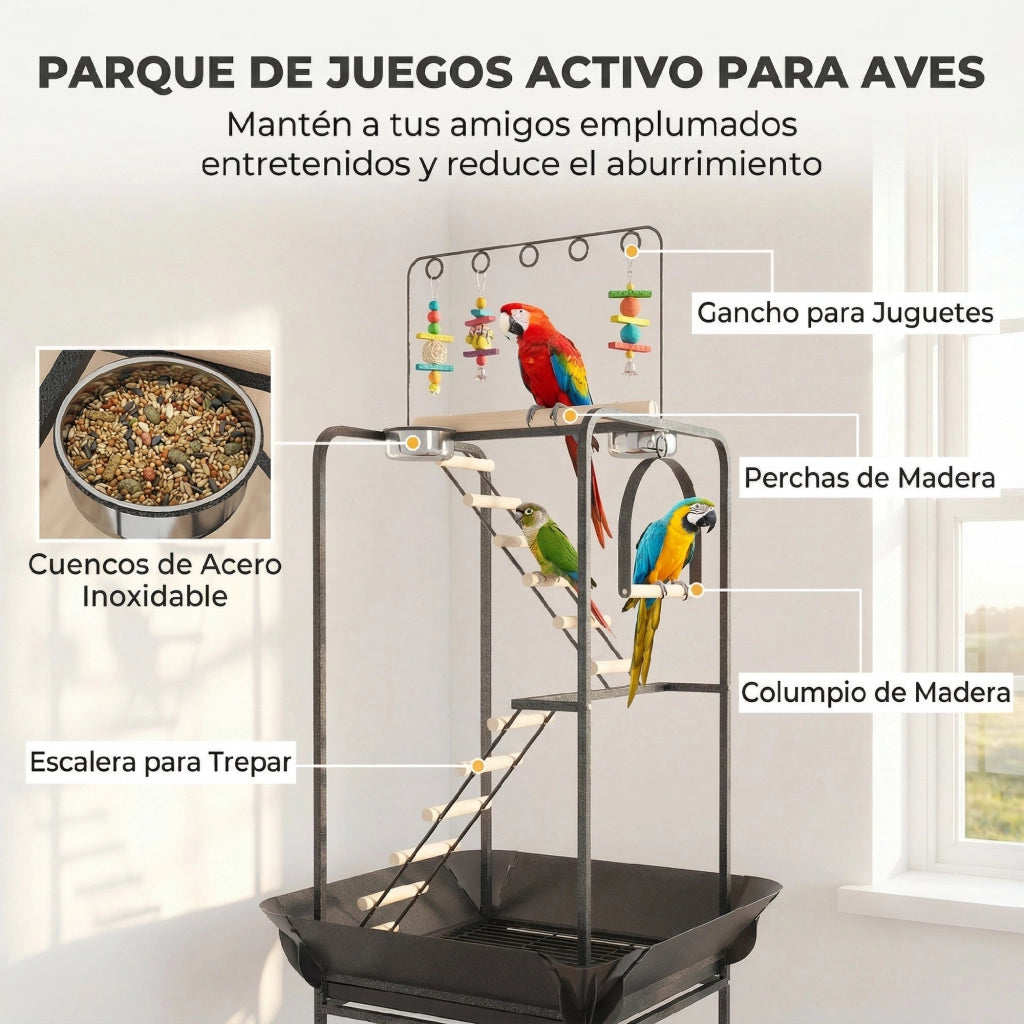 Gioco per Uccelli con Ruote Scale Altalena Mangiatoie ¨C zephmum ¨C 63x63x163 cm