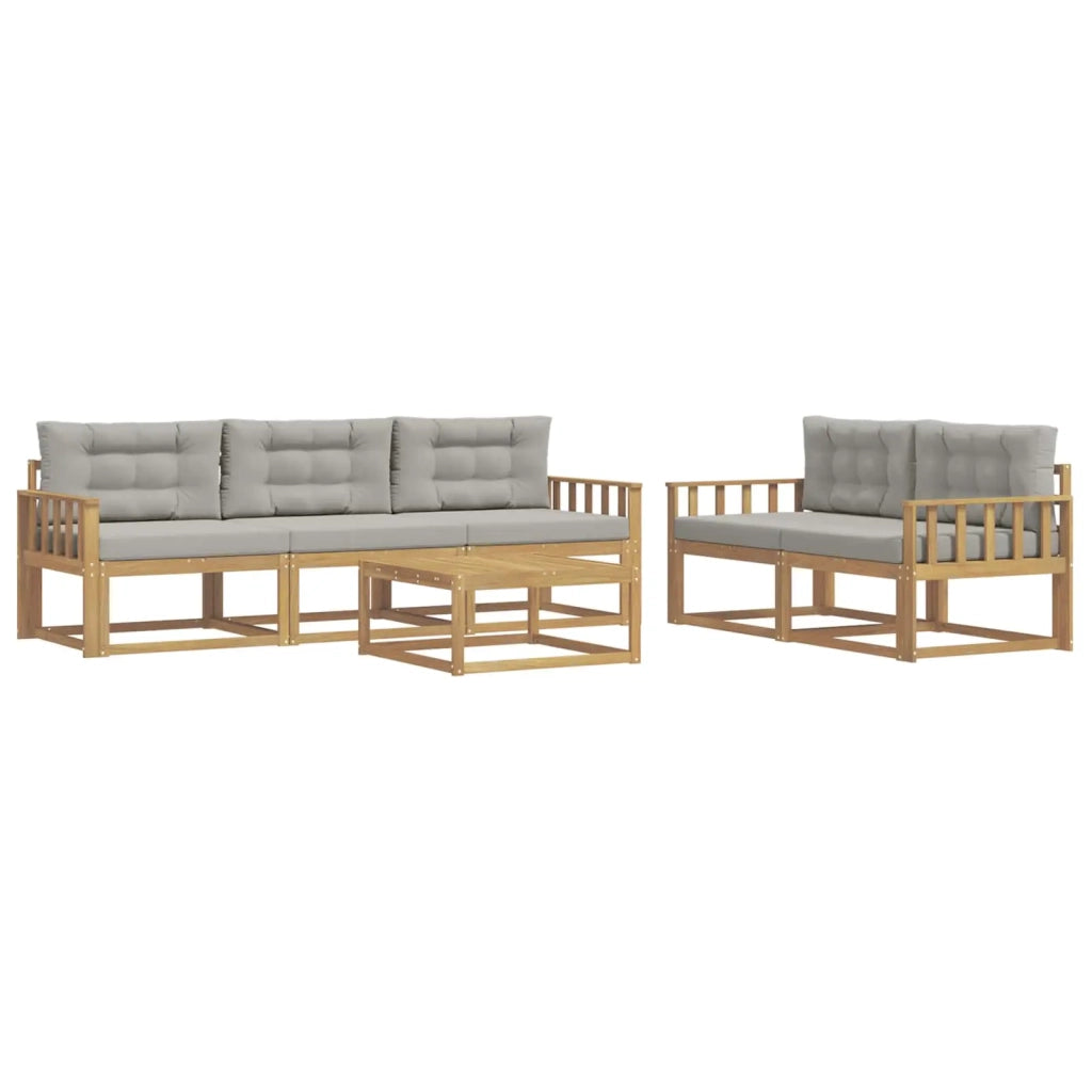 Set di divani da esterno 6 pz Bianco e Grigio Chiaro 3386055