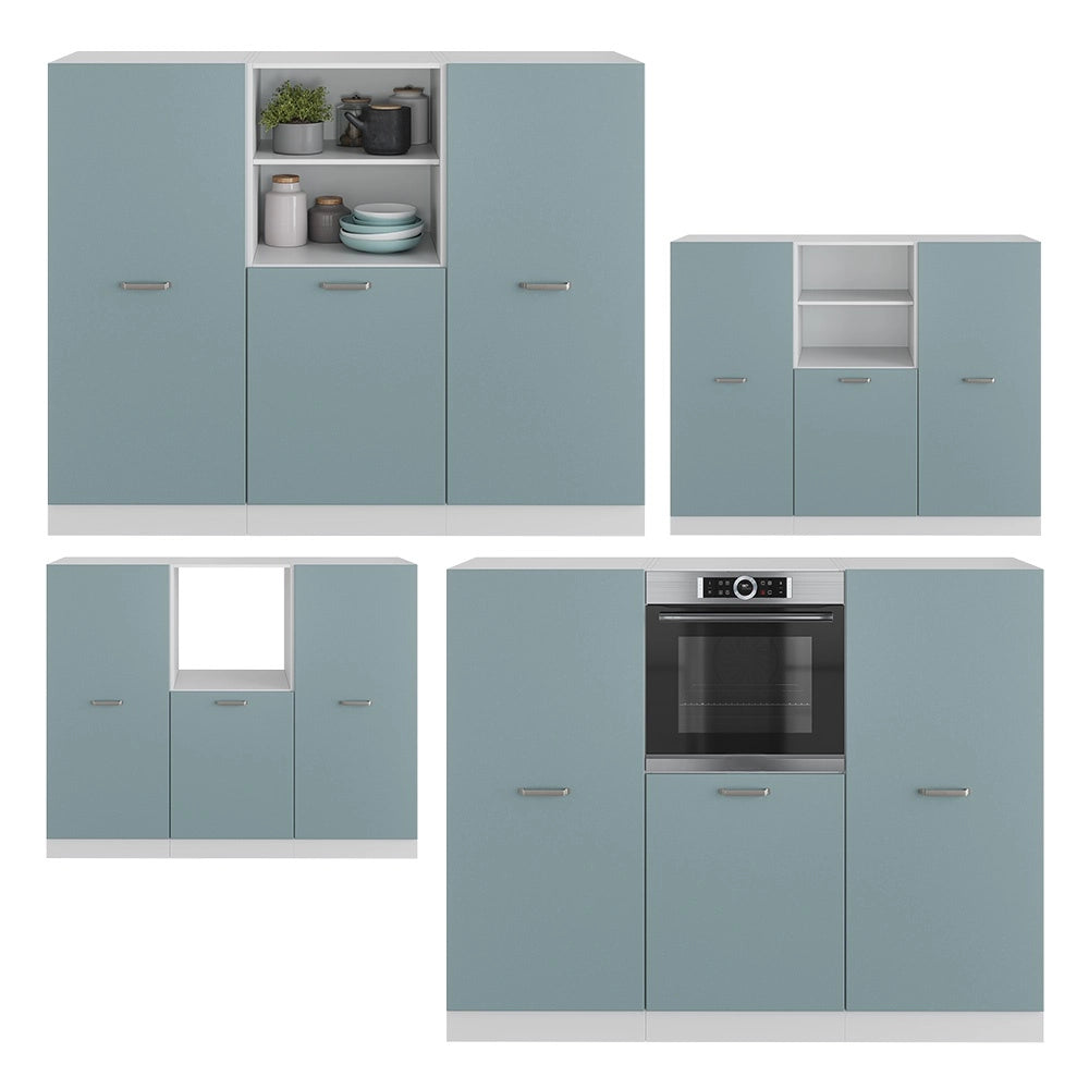 Cucine componibili piccole R-Line Grigio-blu/Bianco 180 cm senza piano di lavoro Vicco