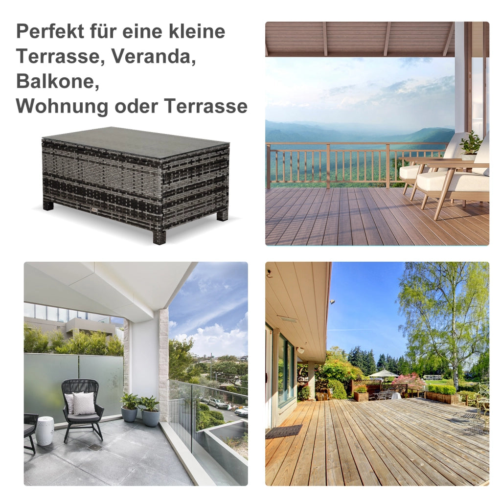 Tavolino da giardino ¨C zephmum ¨C Polyrattan grigio 85x50x39 cm
