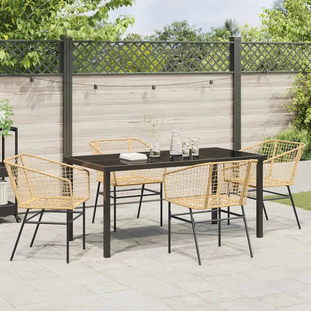 Set da Pranzo per Giardino 5 pz | Set Salotto da Giardino Marrone polyrattan