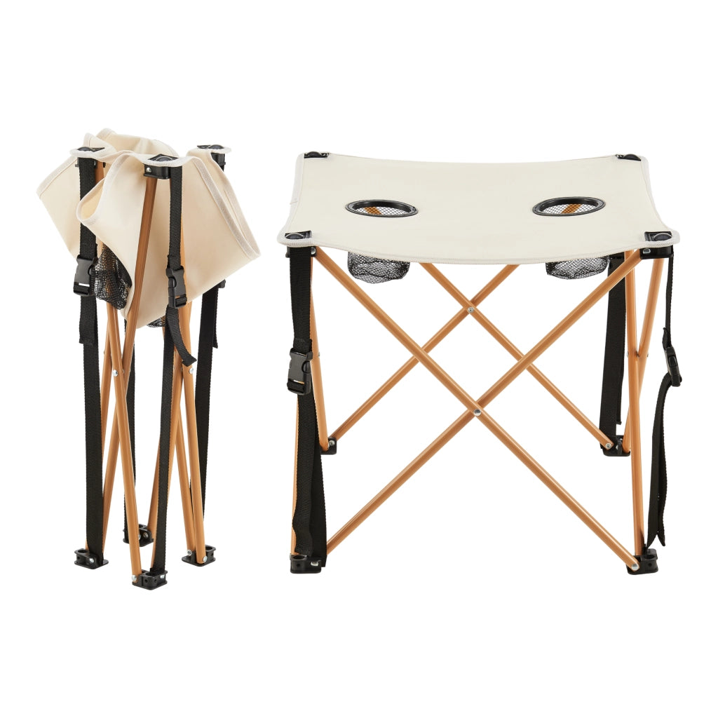Set Banzi Tavolo e 2 Sedie Pieghevoli per Campeggio - Beige casa.pro