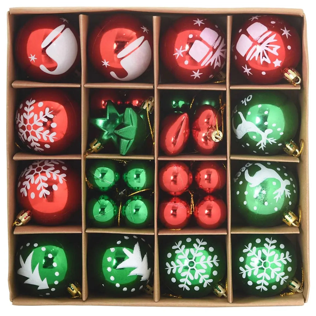 Set di Palle di Natale 40 pz Rosso e Verde Plastica CFW7835166
