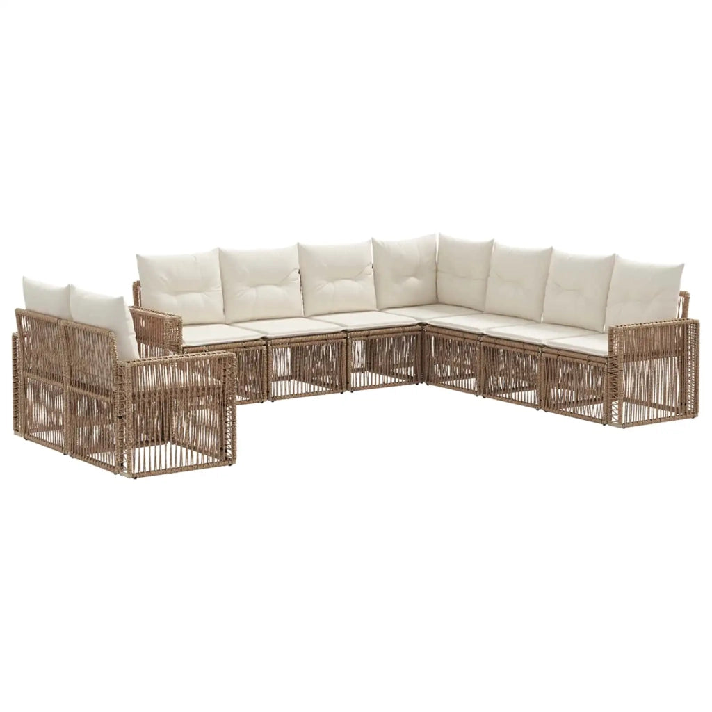 Set Divano da Giardino 9 pcs Beige e Bianco Crema polyrattan 3435165